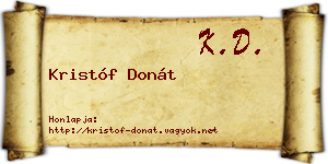 Kristóf Donát névjegykártya